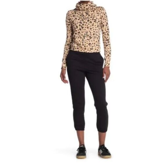 Black Jogger Pants Women's 9 Active Sweatpants Pull-On Tie Waist Cozy Comfy Fall - Picture 1 of 7